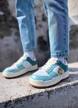 Женские кроссовки nike dunk low белые с голубым кожаные кеды найк на каждый день кроссовки демисезон