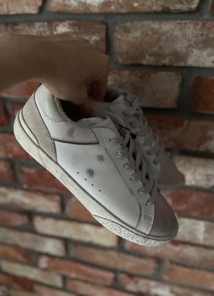 Білі шкіряні кеди mango у стилі голден гус - 36-40