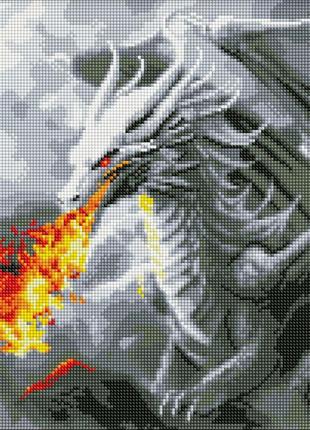 Алмазна мозаїка без підрамника "вогнедишний дракон" з ав стразами amc7832 30х40см від lamatoys
