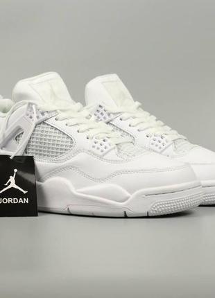 Мужские кроссовки nike air jordan 4 retro высокие белые кеды найк кожаные кроссовки на каждый день4 фото