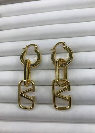 Брендові сережки ланцюги в позолоті