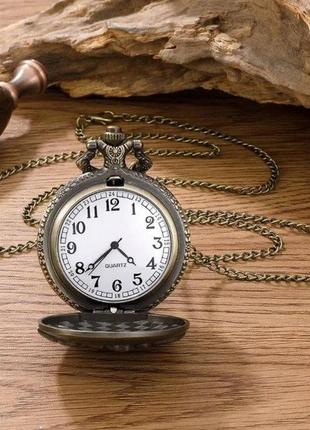 Кишеньковий годинник на ланцюжку в стилі мото чоловічий кварцовий + ланцюжок6 фото