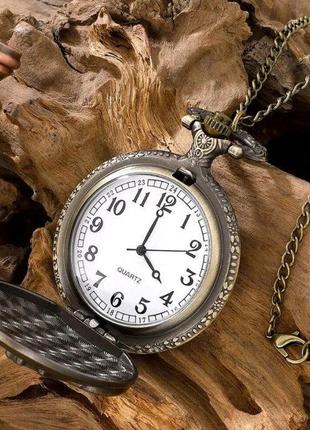 Кишеньковий годинник на ланцюжку в стилі мото чоловічий кварцовий + ланцюжок4 фото
