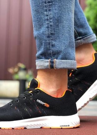 Мужские кроссовки adidas neo черно белые с оранжевым / smb2 фото