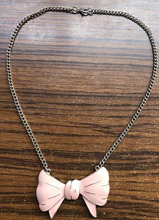 Кольє,намисто, ланцюжок, кулон бант емаль біжутерія