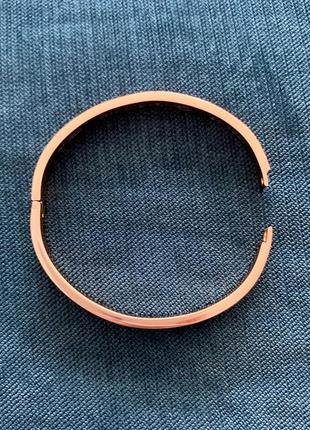 Женский металлический плоский браслет без камней красное розовое золото 16 17 см4 фото