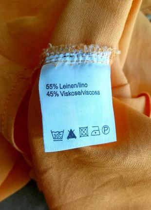 Жовто-оранжева сорочка, 55% льон, вишивка, намистини р. 40/l, від outfit classic nkd9 фото