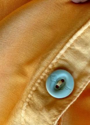 Жовто-оранжева сорочка, 55% льон, вишивка, намистини р. 40/l, від outfit classic nkd10 фото