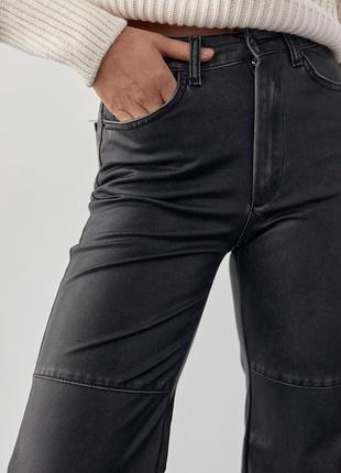 Штаны женские кожаные черные в винтажном стиле 364 фото