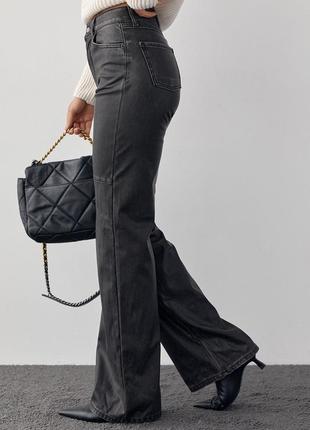 Штаны женские кожаные черные в винтажном стиле 365 фото