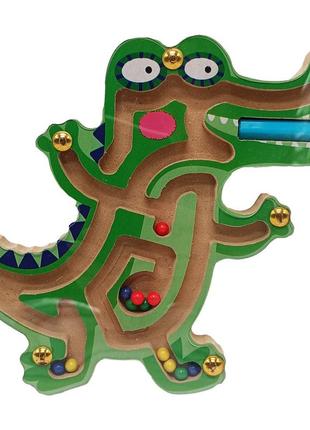 Деревянная магнитная игрушка лабиринт md 1792-1 (крокодил) от lamatoys
