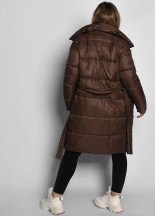 Демисезонная стеганая куртка-пальто коричневая &lt;unk&gt; 779645 фото