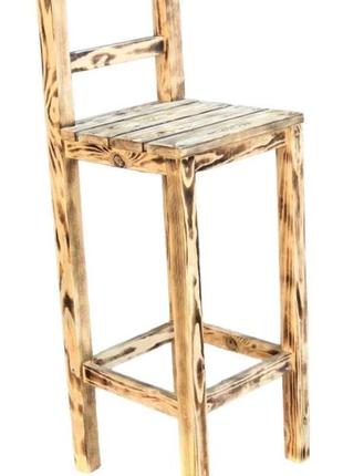 Деревянный барный стул 70 см со спинкой для кухни, кафе, баров, ресторанов с обжигом