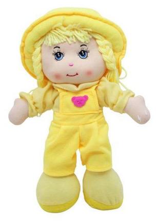 М'яка лялька "дівчинка у комбінезоні", жовта від imdi