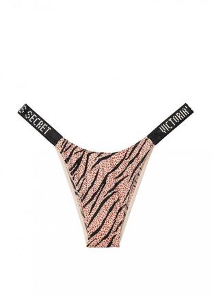 Трусики victoria’s secret very sexy crystal logo shine strap brazilian panty animal print1 фото