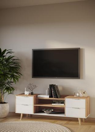 Тумба под телевизор хюгге 546х1600х400 мм  дуб тахо/белый