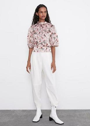 Zara сатиновая блуза цветочный принт из новых коллекций /8930/