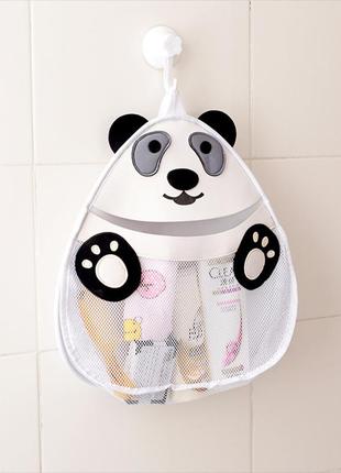 Подвесной органайзер в ванную для игрушек. панда.