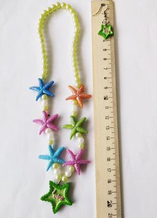 Дитячий набір, сережки та намисто. довжина: намисто 40 см. сережки 4 см.2 фото