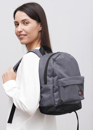 Міський сірий рюкзак на кожен день рюкзак повсякденний матеріал текстиль рюкзак унісекс маленький2 фото