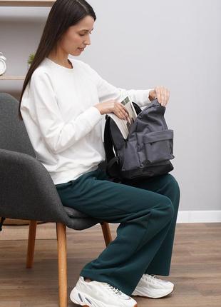 Міський сірий рюкзак на кожен день рюкзак повсякденний матеріал текстиль рюкзак унісекс маленький6 фото
