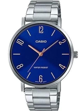 Мужские часы casio classic mtp-vt01d-2b2udf, синий с серебристым
