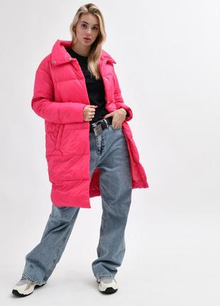Демисезонная куртка-пальто малиновая &lt;unk&gt; 780053 фото