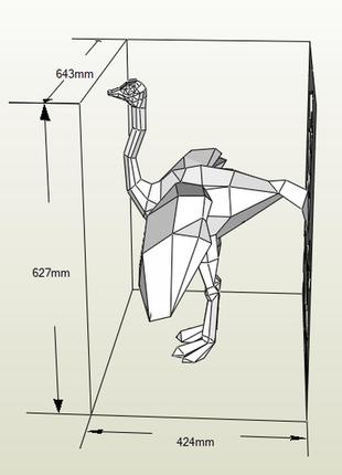 Paperkhan конструктор из картона 3d страус птица птичка паперкрафт papercraft набор для творчества игрушка