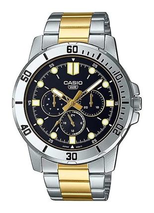 Чоловічий годинник casio mtp-vd300sg-1eudf, сріблястий з чорним