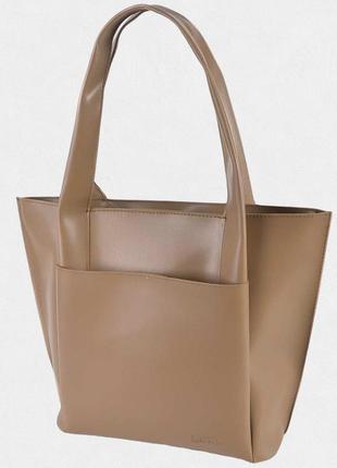 Жіноча сумка-шопер shopper з екошкіри бежева