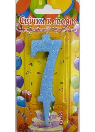 Свічка на торт цифра "8" голуба10 фото