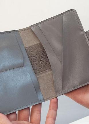 Портмоне для документів чоловіче шкіряне сіре з тисненням герб тризуб | для...