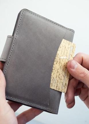 Портмоне для документів чоловіче шкіряне сіре з тисненням герб тризуб | для...