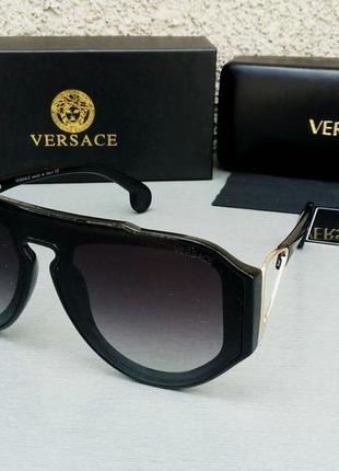 Versace очки маска женские солнцезащитные черные с градиентом3 фото