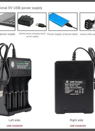 Комплект зарядного устройства с usb + 4 аккумулятора cr123a, 16340 ultrafire 1200 mah - для тепловизора3 фото