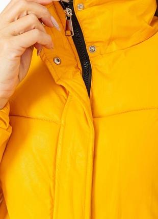 Куртка жіноча з еко-шкіри на синтепоні, колір жовтий, 129r28105 фото