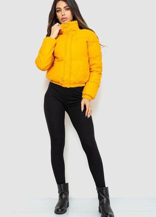 Куртка жіноча з еко-шкіри на синтепоні, колір жовтий, 129r28102 фото