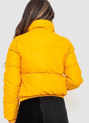 Куртка жіноча з еко-шкіри на синтепоні, колір жовтий, 129r28104 фото