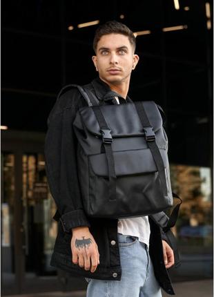 Чоловічий рюкзак ролл sambag  loft zard чорний з клапаном5 фото