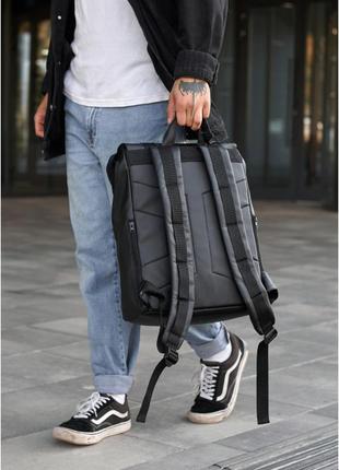 Чоловічий рюкзак ролл sambag  loft zard чорний з клапаном4 фото