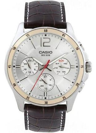 Мужские часы  casio mtp-1374l-7avdf, черный с серебристым