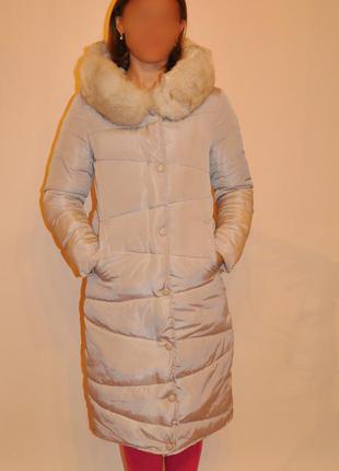 Длинный женский пуховик – пальто, р. s , на рост 155-160 см