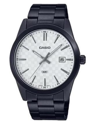 Чоловічий годинник casio mtp-vd03b-7audf, чорний з білим1 фото