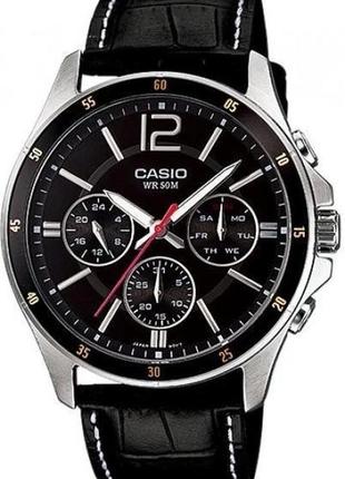 Мужские часы  casio mtp-1374l-1avdf, черный с серебристым