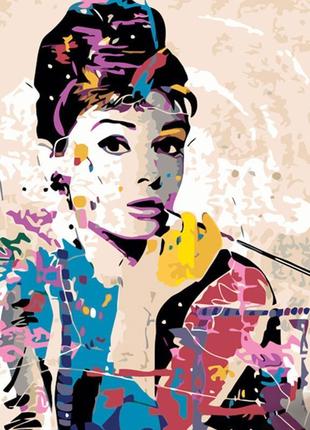 Картина по номерам strateg color audrey hepburn с лаком 40x50 см gs1077 gs1077 набор для росписи по цифрам