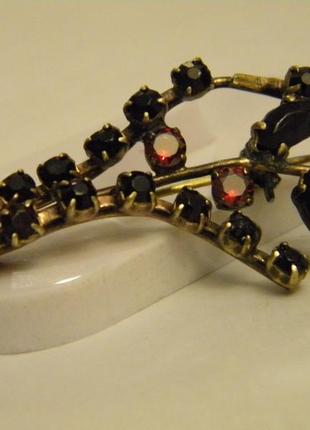 Брошь богемское гранатовое стекло яблонекс чехословакия №167