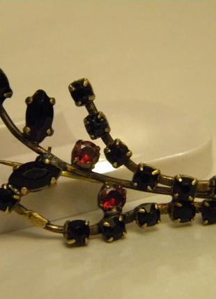 Брошь богемское гранатовое стекло яблонекс чехословакия №167