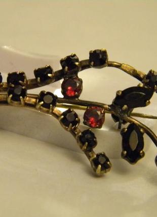 Брошь богемское гранатовое стекло яблонекс чехословакия №167