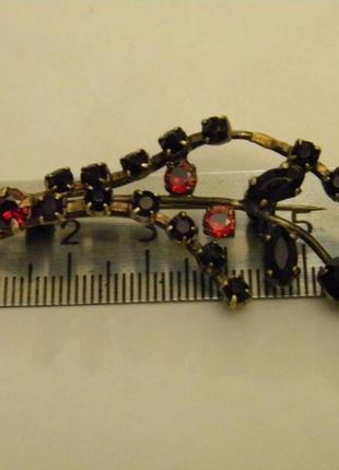 Брошь богемское гранатовое стекло яблонекс чехословакия №167