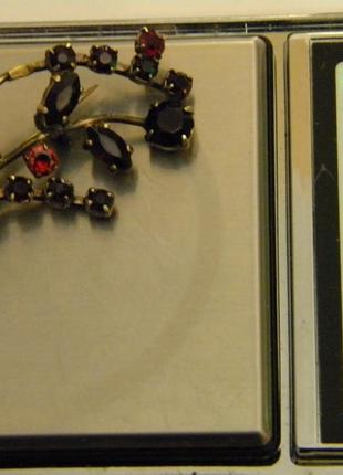 Брошь богемское гранатовое стекло яблонекс чехословакия №16710 фото